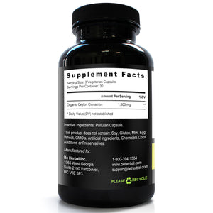Organic Ceylon Cinnamon Capsules 1800mg – 90 Capsules
