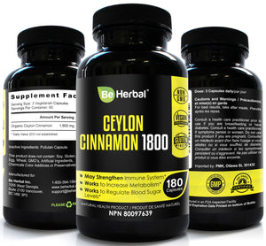 Organic Ceylon Cinnamon Capsules 1800mg – 180 Capsules