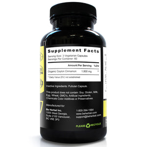 Organic Ceylon Cinnamon Capsules 1800mg – 180 Capsules