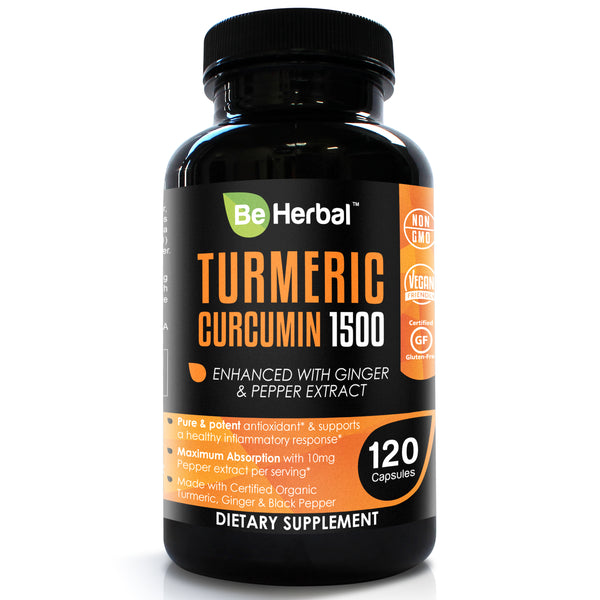 Organic Turmeric Curcumin with Ginger and Black Pepper - 1500mg - 120 Veg Capsules